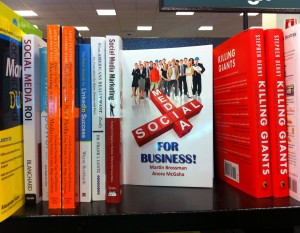 Social Media for Business on Bookshelf by Martin Brossman and Anora McGaha
